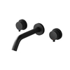 Grifos de doble manija para lavabo de baño de montaje en pared de acero inoxidable 304 negro mate 
