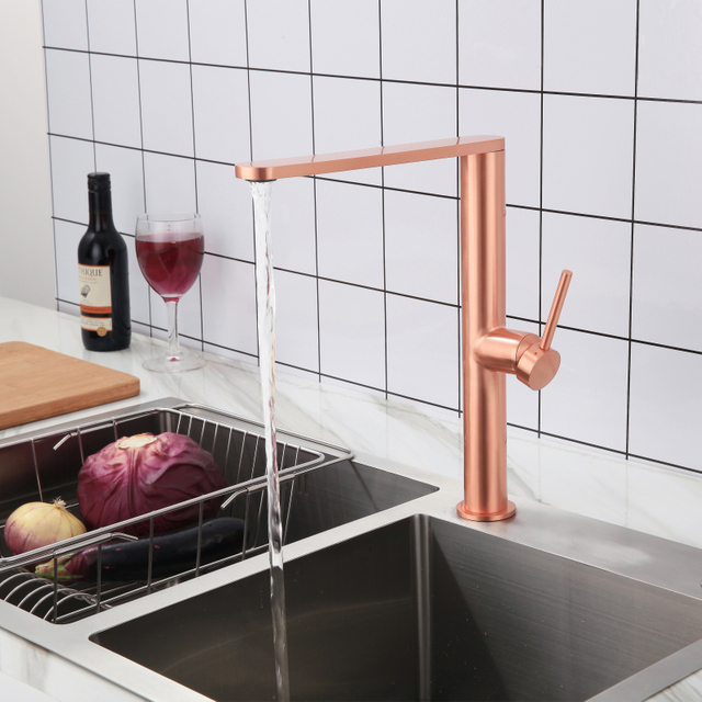 Grifos de fregadero de cocina ultrafinos de cobre y oro rosa de acero inoxidable 304 de gama alta
