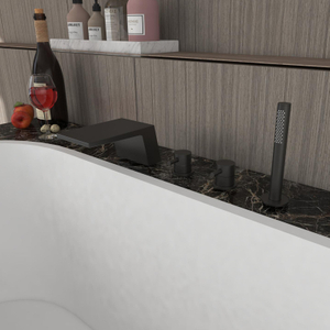 Grifo de cascada para bañera con montaje en cubierta de 2 manijas con ducha de mano