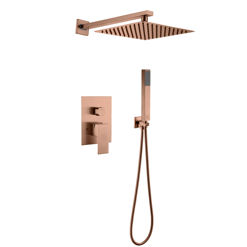 Juego de ducha empotrado en oro rosa de acero inoxidable 304