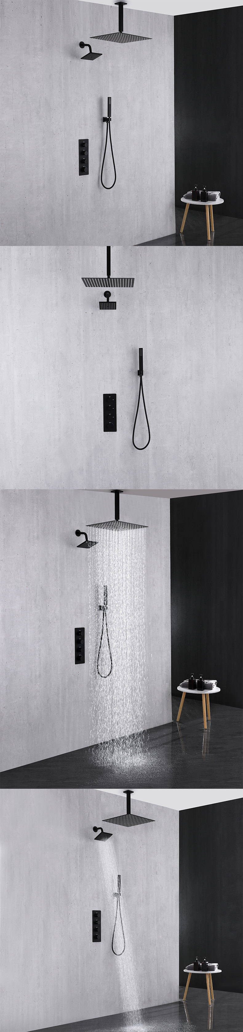 Mezclador de ducha termost&aacute;tico oculto de 3 funciones 