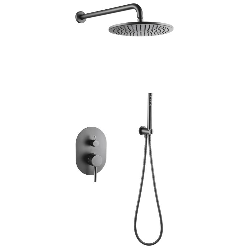 Juego de ducha empotrado gris pistola de acero inoxidable 304