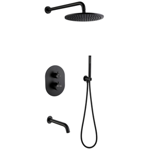 Juego de mezclador termostático oculto para ducha, color negro, de acero inoxidable 304