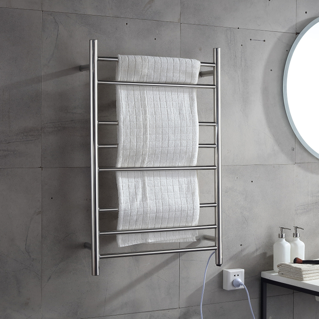 Estante para secar toallas con calentador de agua caliente de 8 barras de acero inoxidable 304 para baño 