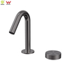 Mezclador de lavabo de baño de 2 orificios montado en cubierta de acero inoxidable 304, grifo de cascada con manija progresiva monomando