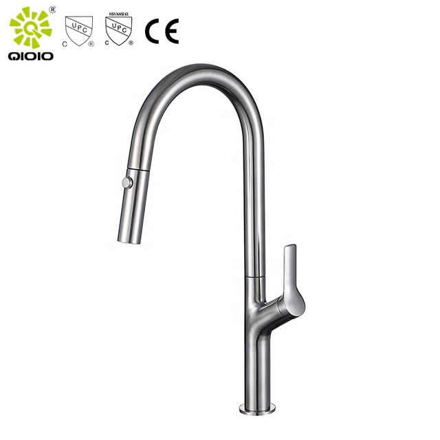CUPC, noticias de alta calidad, fábrica profesional, fundición de acero inoxidable 304, grifo de fregadero de cocina abatible de un solo orificio cepillado