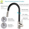 Grifo de fregadero de cocina con sensor táctil negro mate montado en cubierta de acero inoxidable 304