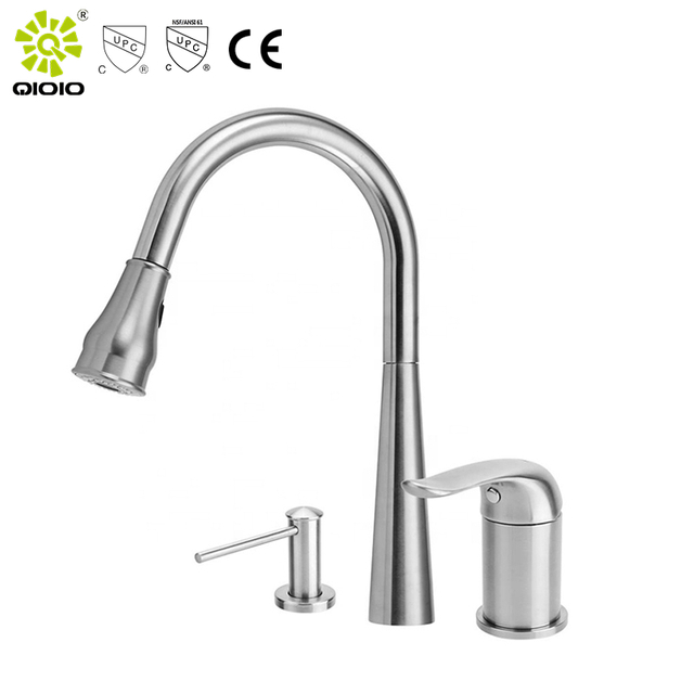 Acero inoxidable 304 con dos orificios, manija separada, grifo para fregadero de cocina