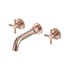 Grifo de doble manija para lavabo de baño con montaje en pared de oro rosa de cobre de acero inoxidable 304 