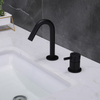 Grifo de lavabo de baño con manija separada, dos orificios, negro mate, acero inoxidable 304 de lujo