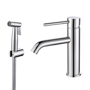 Grifo de lavabo de níquel para baño de acero inoxidable 304 con pulverizador para bidé
