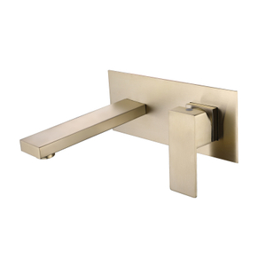 Grifos de fregadero de recipiente de baño de montaje en pared de oro cepillado de acero inoxidable cuadrado moderno 304