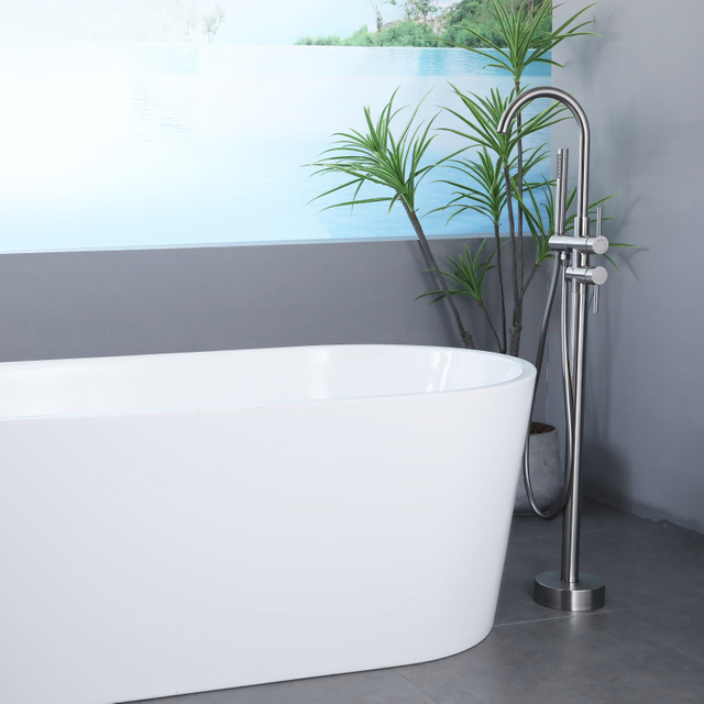 CUPC alta calidad 304 acero inoxidable oro rosa caliente y frío mezclado multifuncional baño piso ducha independiente bañera grifo