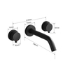 Grifos de doble manija para lavabo de baño de montaje en pared de acero inoxidable 304 negro mate 