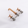 Grifo de doble manija para lavabo de baño con montaje en pared de oro rosa de acero inoxidable 304 