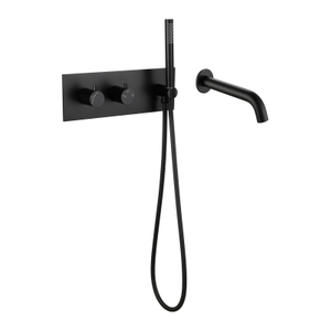 Juego de grifo de ducha para bañera oculta para baño montado en la pared negro mate de acero inoxidable 304 moderno