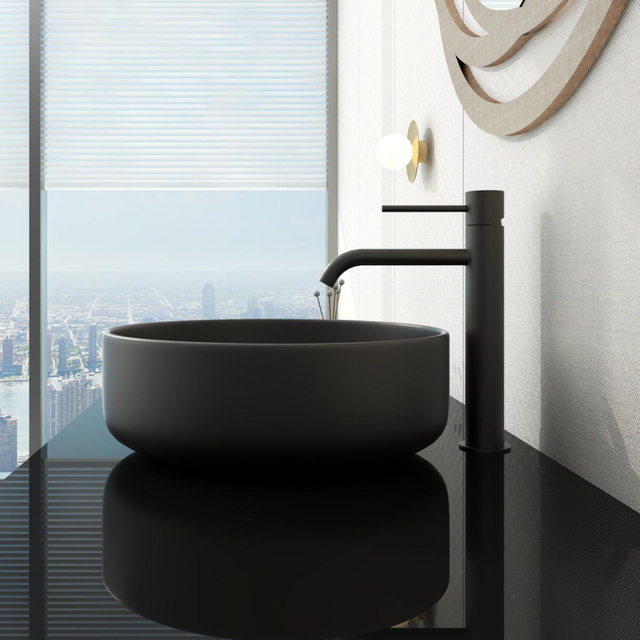 Grifo moderno para lavabo de baño negro mate de acero inoxidable 316