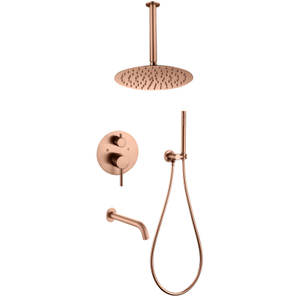 Juego de ducha con cabezal oculto para baño montado en la pared Ycfaucet en oro rosa