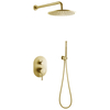 Juego de mezclador de ducha de baño tipo lluvia de oro cepillado de acero inoxidable 304 oculto montado en la pared 