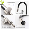 Grifo de fregadero de cocina con sensor táctil negro mate montado en cubierta de acero inoxidable 304