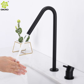 Grifo de lavabo de baño de dos agujeros negro mate cepillado de acero inoxidable 304