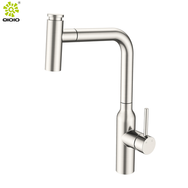 Grifo de cocina abatible con sensor táctil de níquel cepillado de acero inoxidable 304 caliente y frío