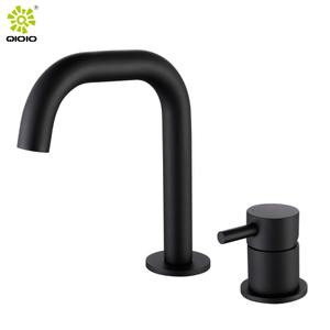 Grifo del lavabo del cuarto de baño de dos agujeros calientes y fríos del negro mate del acero inoxidable 304