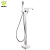 CUPC de alta calidad de acero inoxidable de lujo cepillado relleno de bañera mezclador de ducha de baño independiente grifo de bañera de montaje en cubierta de baño