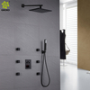 Cabezal de ducha LED 3 funciones de latón set de ducha termostático empotrado negro