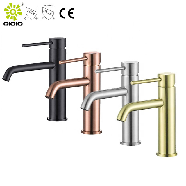 Grifo de agua de acero inoxidable 304 de alta calidad CUPC, mezclador de agua fría y caliente cepillado de una sola manija, grifo de lavabo de baño