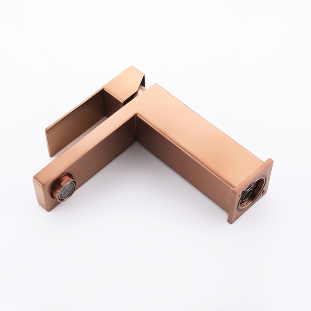 Grifo de lavabo de baño con una sola manija, cuadrado, cobre, oro rosa, acero inoxidable 304, certificado CUPC
