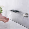 Grifos de lavabo de baño de una sola manija de cascada de montaje en pared cepillado de acero inoxidable 304