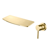Grifos de lavabo de baño de una sola manija de cascada de montaje en pared de oro cepillado de acero inoxidable 304