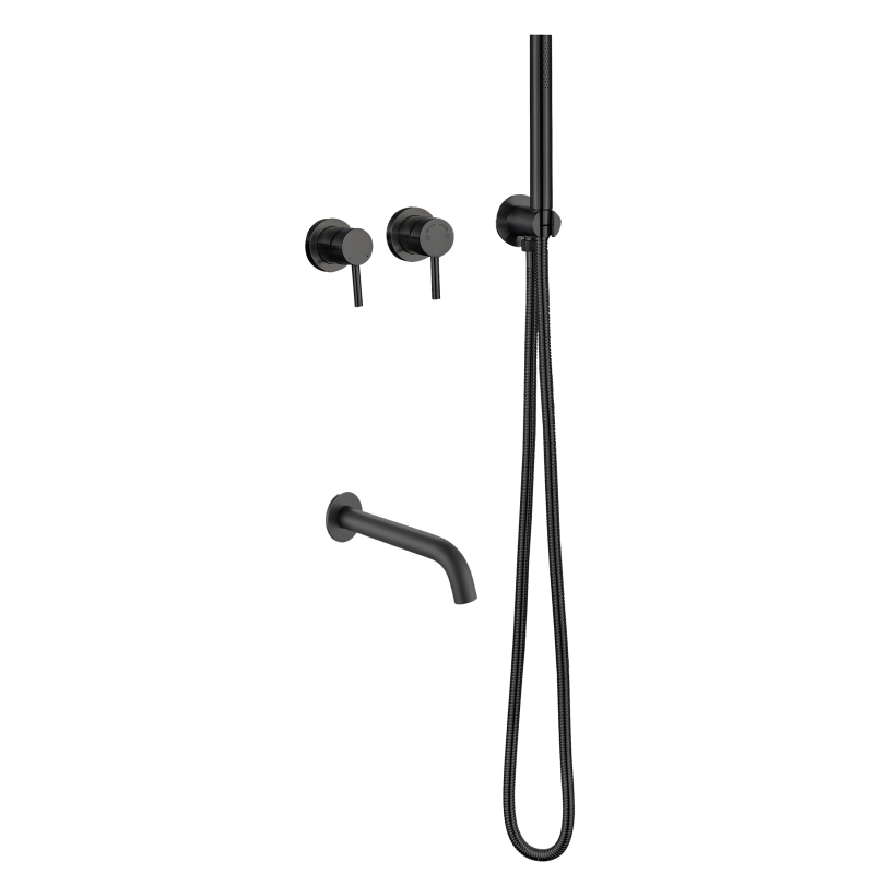 Juego de ducha empotrado negro pistola de acero inoxidable 304