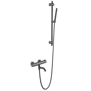 Juego de ducha de mano termostático de 2 funciones para baño gris pistola de acero inoxidable 304