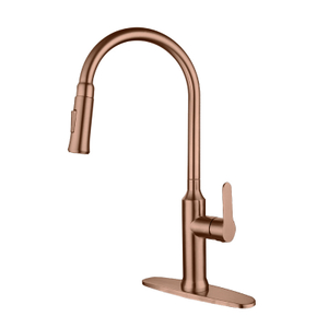 Grifo de cocina con rociador abatible de una sola manija de acero inoxidable 304 de alta gama, oro rosa