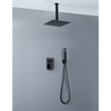 Mezclador de agua fría y caliente cuadrado negro mate moderno de acero inoxidable 304 en juego de ducha de baño oculto de lluvia montado en la pared