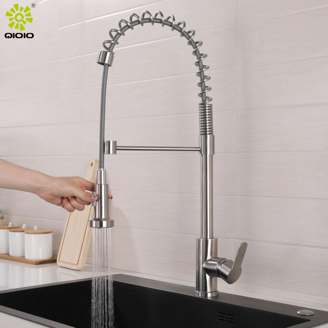 CUPC de alta calidad 304 de acero inoxidable con bajo contenido de plomo montado en la cubierta extraíble grifos de cocina mezcladores en frío y caliente