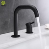 Grifo del lavabo del cuarto de baño de dos agujeros calientes y fríos del negro mate del acero inoxidable 304