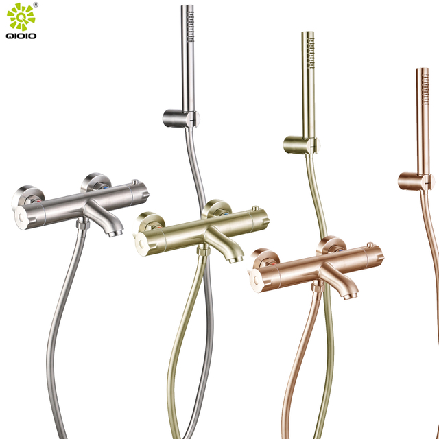 Mezclador termostático de ducha de bañera expuesta de 2 funciones con control de temperatura de acero inoxidable 304
