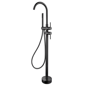 CUPC alta calidad 304 pistola de acero inoxidable negro caliente y frío mezclado multifuncional baño piso ducha independiente grifo de bañera