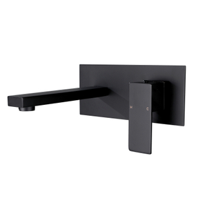 Grifos de fregadero de recipiente de baño de montaje en pared negro mate de acero inoxidable 304 cuadrados modernos