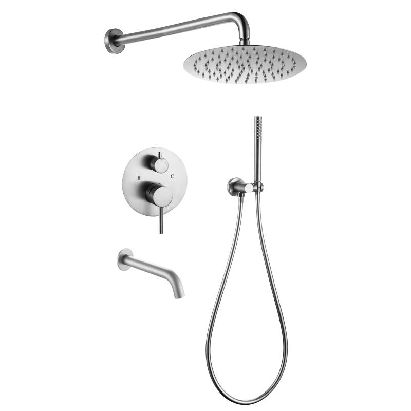 Juego de ducha empotrado cromado de acero inoxidable 304