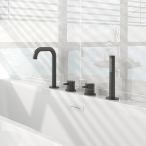 Grifo para bañera de acero inoxidable 304, color negro mate, con ducha de mano