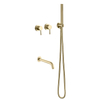 Juegos de grifos para bañera y ducha de baño de acero inoxidable montados en la pared dorados 304