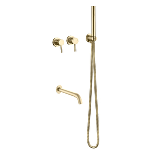 Juegos de grifos para bañera y ducha de baño de acero inoxidable montados en la pared dorados 304