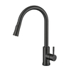 Grifo de cocina con sensor táctil extraíble y manija única, color negro, moderno