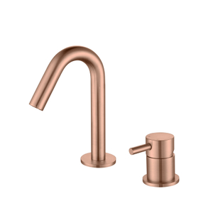 Grifo de lavabo de baño con manija separada de dos orificios de oro rosa de acero inoxidable 304