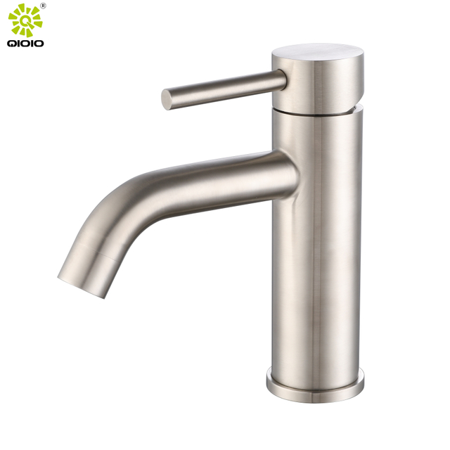 Grifo pesado del lavabo del mezclador caliente y frío cepillado del acero inoxidable 304