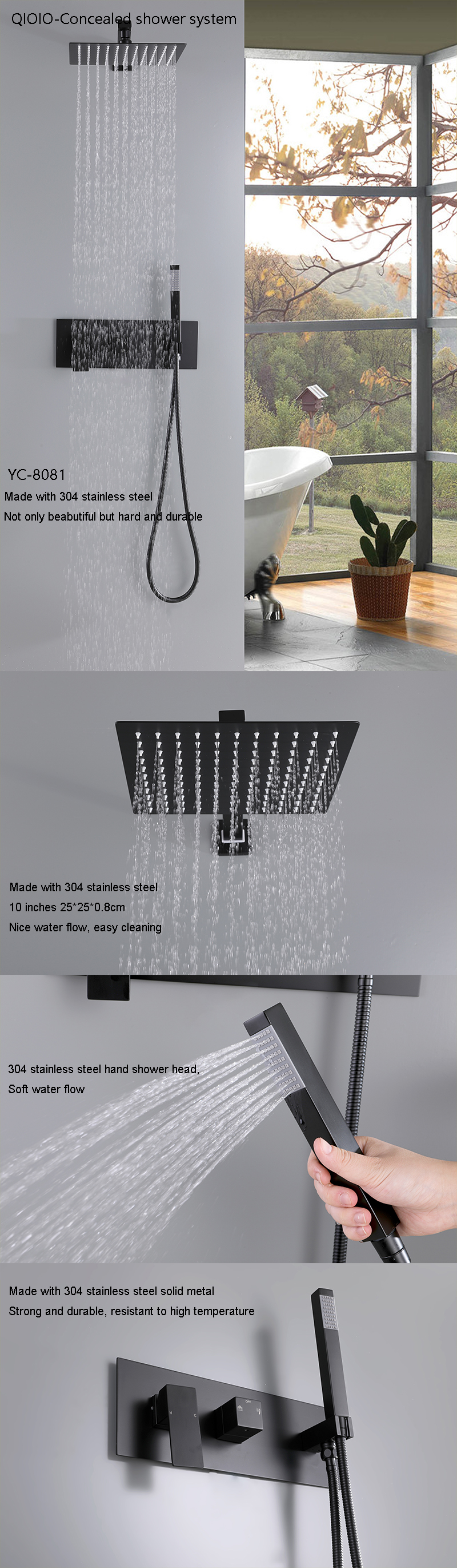 Dos funciones en la ducha montada en la pared.